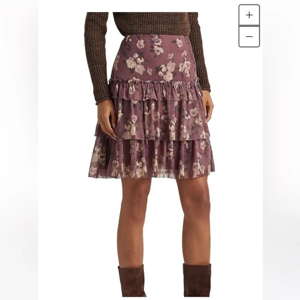 LAUREN Ralph Lauren
Floral Crinkle Georgette Miniskirt NWT size 14